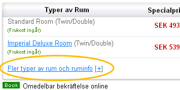 Klicka i den oranga rutan fr att se mer alternativ p rum och priser