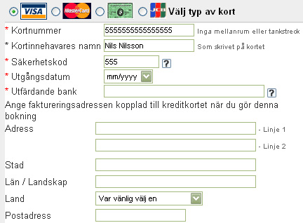 Fyll i dina kreditkortsuppgifter