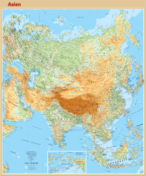 Asien Världsdelskarta 1:8 milj